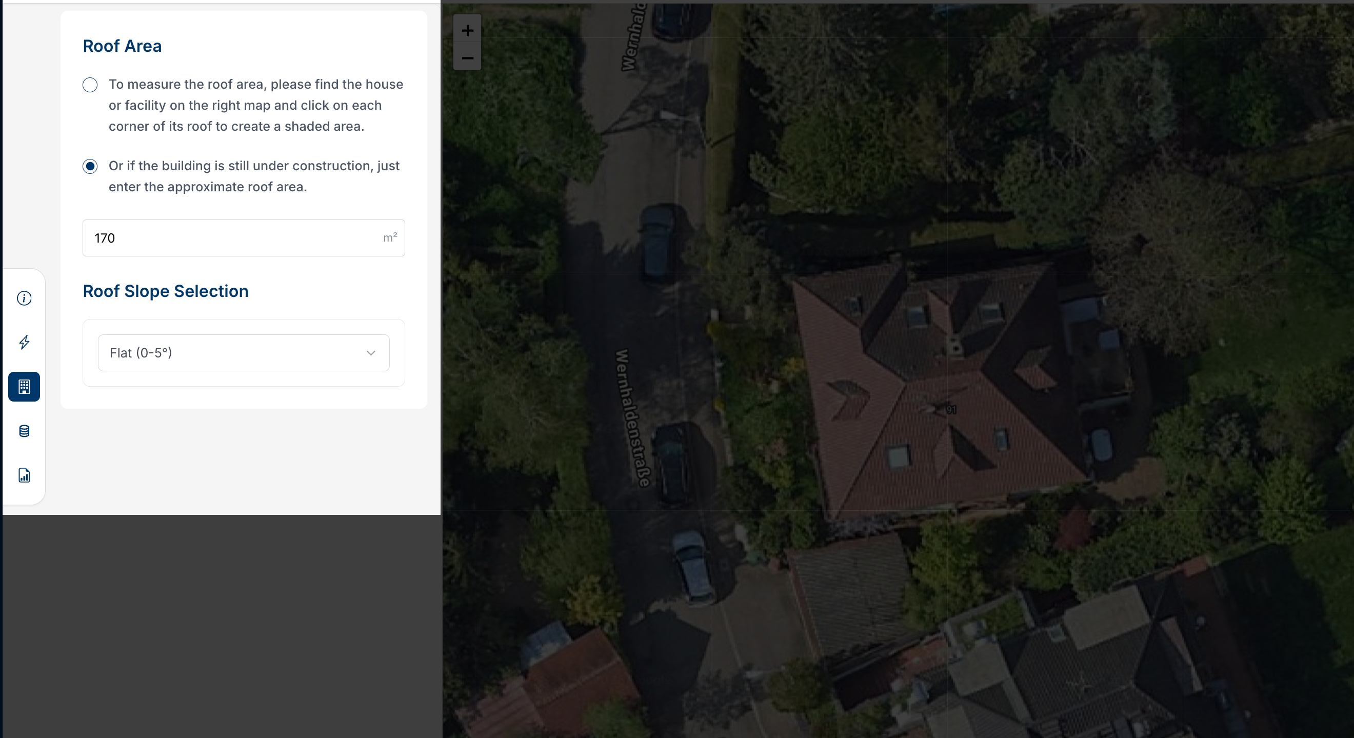 Lihtsa katuseala ja kalde sisestus